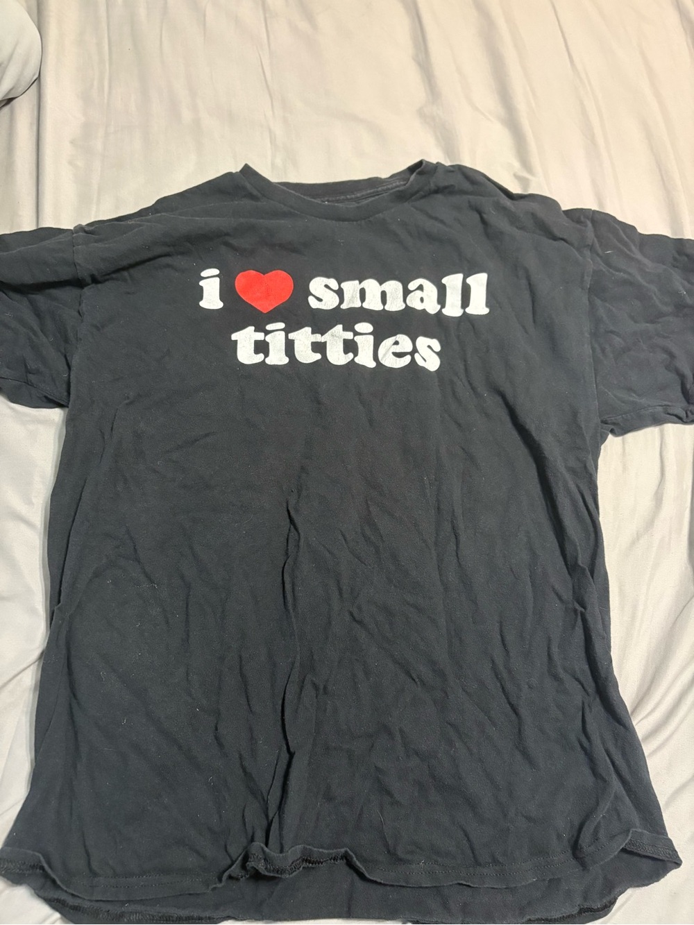 Black Graphic Short-Sleeve Tee with Red Heart